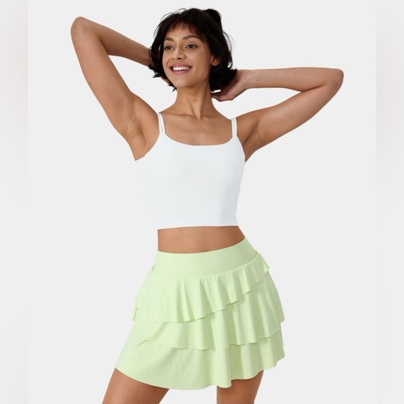 Halara White Double Straps Backless Twisted Cropped Yoga Tank Top | NEW!!💜🏋️ - Picture 1 of 13